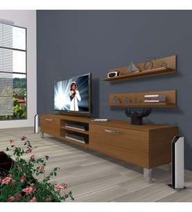 Decoraktiv Eko 4 Mdf Dvd Krom Ayaklı Tv Ünitesi Tv Sehpası (Ceviz)