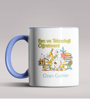 Kişiye Özel Fen ve Teknoloji Öğretmeni Tasarımlı Siyah Renk Kupa  (Mavi)