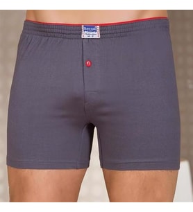 2 Adet Berrak 1099 Düğmeli Erkek Boxer %100 Pamuk Penye Boxer  (Füme)