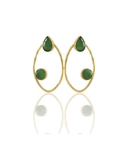 Kadir Jewellery 22 Ayar Altın Kaplama Geometrik Küpe -El İşçiliği Ve Hipoalerjenik Küpe (Yeşil)