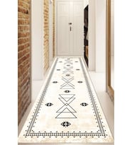 Dijital Baskılı Kaymaz Taban Yıkanabilir Modern Yolluk Ve Koridor Halısı NDU-SD-1030 (Krem)