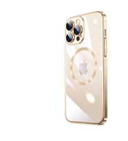 Uyumlu Model Apple iPhone 13 Pro Max Kılıf Magsafe Kamera Koruma Hoparlör Filitreli Kapak (Gold)