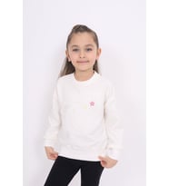 Toontoy Kız Çocuk Nakışlı Sweatshirt (Ekru)