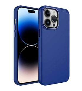 Uyumlu Model Apple iPhone 13 Pro Max Kılıf Metal Çerçeve Lansman Silikon Kapak (Lacivert)