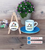 Muhasebeci Türk Kahvesi Fincanı Lacivert ve Ahşap Anahtarlık Hediye (Model 2)