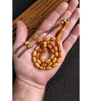 7*11 mm Kesme Turuncu Sıkma Kehribar Tesbih Kişiselleştirilebilir İsme Özel Hediye Tespih (Kırmızı-Siyah)