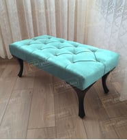 Kapitoneli Ayak Ucu Kapı Önü Antre Bench Puf Siyah Ayak (120*45) (Turkuaz)