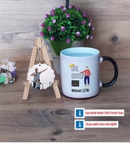 Babalar Günü Hediyesi Kupa Bardak Beyaz ve Fotoğraflı Ahşap Anahtarlık Hediye Babaya Doğum Günü Hediyesi (Model 9)