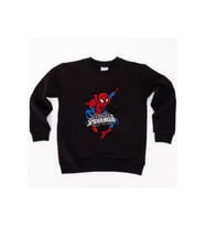 Spiderman baskılı örümcek adam pamuklu kumaş çocuk sweatshirt (Siyah)