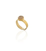 Kadir Jewellery 22 Ayar Altın Kaplama Zirkon Taşlı Kadın Minimal Yüzük (Turuncu)