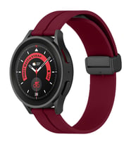 Samsung Galaxy Watch 5 Pro R-920 20mm Uyumlu 20mm Coastal Manyetik Tokalı Silikon Kordon (Mürdüm)