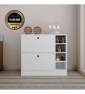 ALYA Kahve köşesi dolabı çok amaçlı dolap MDF (Beyaz)