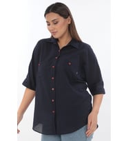 %100 Cotton Büyük Beden Gömlek (Lacivert)