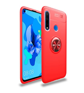 Huawei P40 Lite E Kılıf Yüzüklü Magnetli Ravel Case (Kırmızı)