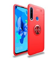 Huawei P40 Lite E Kılıf Yüzüklü Magnetli Ravel Case (Kırmızı)