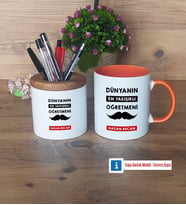 Erkek Öğretmene Hediye Kalemlik, Kupa Bardak T Kişiye Özel Hediye (Model 13)