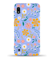 PrinfiFy Samsung Galaxy A10 Uyumlu Lansman Kılıf Çiçek Tasarımlı İçi Kadife Kapak (Lila)