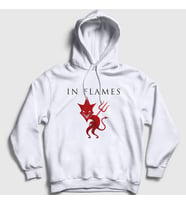 Presmono Unisex Beyaz Devil In Flames Kapüşonlu Sweatshirt 83670tt (Beyaz)