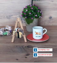 Tarih Öğretmenine Hediye Türk Kahvesi Fincanı Ahşap Altlıklı ve Fotoğraflı Ahşap Anahtarlık Hediye Öğretmenler Günü Hediyesi (Model 8)
