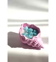 Rengarenk Deniz Kabuğu Mumluk, %100 Doğal Soya Mumu, El Emeği (Pembe)