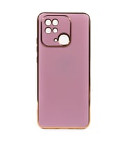 Xiaomi Redmi 10C Kılıf Kenarları Gold Kamera Korumalı Renkli Pastel Silikon Su Yeşil BARK (Mor)