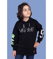 Toontoy Erkek Çocuk Kapüşonlu Baskılı Sweatshirt (Siyah)