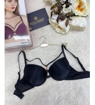 Le Jardin Monica Göğsü Şeritli Mikro Push-up Arkası İp Detaylı Sütyen - 7008 (Siyah)