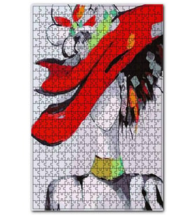 Cakapuzzle Kırmızı Şapkalı Kadının Sulu Boya Çizgisi Puzzle Yapboz MDF (Ahşap) (500 Parça)