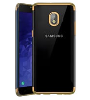 Galaxy J4 Kılıf Dört Köşeli Lazer Silikon Kılıf (Gold)