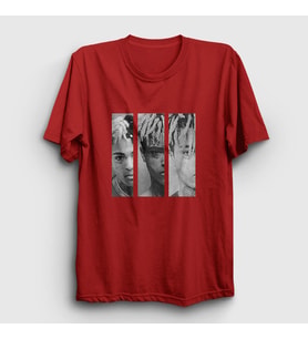 Presmono Unisex Sarı Three XXXTentacion T-Shirt 49183tt (Kırmızı)