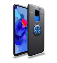 Huawei Mate 30 Lite Kılıf Yüzüklü Magnetli Ravel Case (Siyah-Mavi)