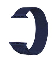 Apple Watch Seri 2/3/4/5/6/7/8/se 38mm-40mm-41mm Uyumlu Hasır Metal Kordon (Lacivert)