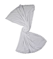 Mim Eşarp - Enba Şifon İğne Oyalı Şal Namaz ve Mevlüt Örtüsü 60x150 cm (Beyaz)