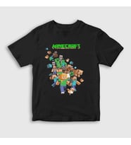 Presmono Unisex Çocuk Beyaz All Minecraft T-Shirt 28854tt (Siyah)
