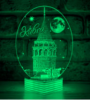 Kişiye Özel, Galata Kulesi 3D Lamba (Yeşil)