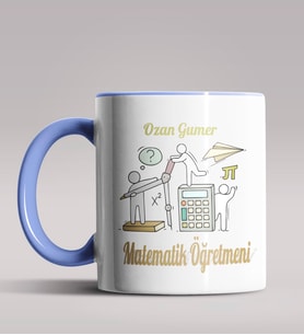 Kişiye Özel Matematik Öğretmeni Tasarımlı Siyah Renk Kupa 11 (Mavi)