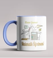 Kişiye Özel Matematik Öğretmeni Tasarımlı Siyah Renk Kupa 11 (Mavi)