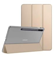 Samsung Galaxy Tab S7 T870 T875 T877 Kılıf PU Deri Smart Standlı Case (Gold)