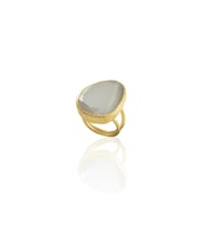 Kadir Jewellery 22 Ayar Altın Kaplama Kadın Fosil Taşlı Yüzük (Gri)