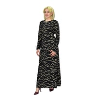Kadın Leopar Desen Krep O Yaka Elbise BGL-ST03539 (Siyah)