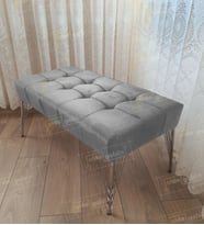 Modern Dilim Puf Ayakucu Puf Gümüş Metal Ayak (100*45) (Gri)