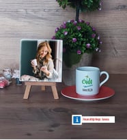 Gıda Mühendisi Fotoğraflı Dekoratif Taş, Ahşap Altlıklı Türk Kahvesi Fincanı Hediye (Model 8)