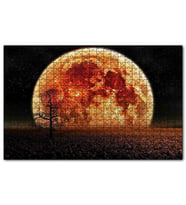 Cakapuzzle Tarlada Yalnız Ağaç ve Olağanüstü Süper Ay Puzzle Yapboz MDF (Ahşap) (500 Parça)