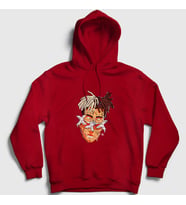 Presmono Unisex Gri Melting XXXTentacion Kapüşonlu Sweatshirt 48212tt (Kırmızı)