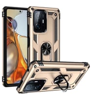 Xiaomi Mi 11T Pro 5G Kılıf Zore Vega Yüzüklü Standlı Zırh Kılıf (Gold)