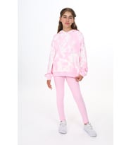 Toontoy Kız Çocuk Batik Desenli Taytlı Takım (Pembe)