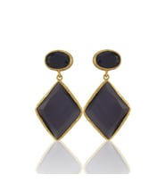 Kadir Jewellery 22 Ayar Altın Kaplama Kadın Sallantılı Küpe -El İşçiliği Ve Hipoalerjenik Küpe (Mor)