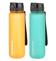 Uzspace 2'li Tritan Matara Seti 1000 ml Büyük Boy 14 Farklı Renk Seçeneği FiftyFifty (Royal Mavi - Turuncu)