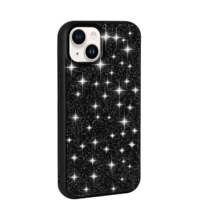 iPhone 14 Kılıf Parlak Taşlı Tasarım Pırlanta Kılıf (Siyah)