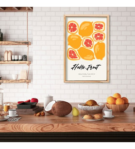 Tekli Ahşap Lamine Çerçeveli Mdf Tablo Hello Fruit Greyfurt (Ahşap)